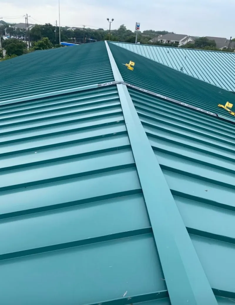 Green commercial metal roof ridge and valley for Metal Roof Repair in Chisago City